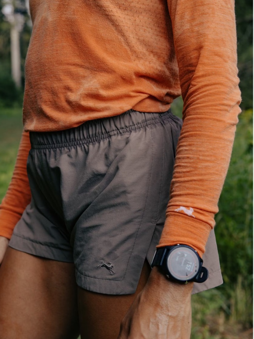 Tracksmith Women's Athletic Shorts in Olive Gray - Picture 3 of 9